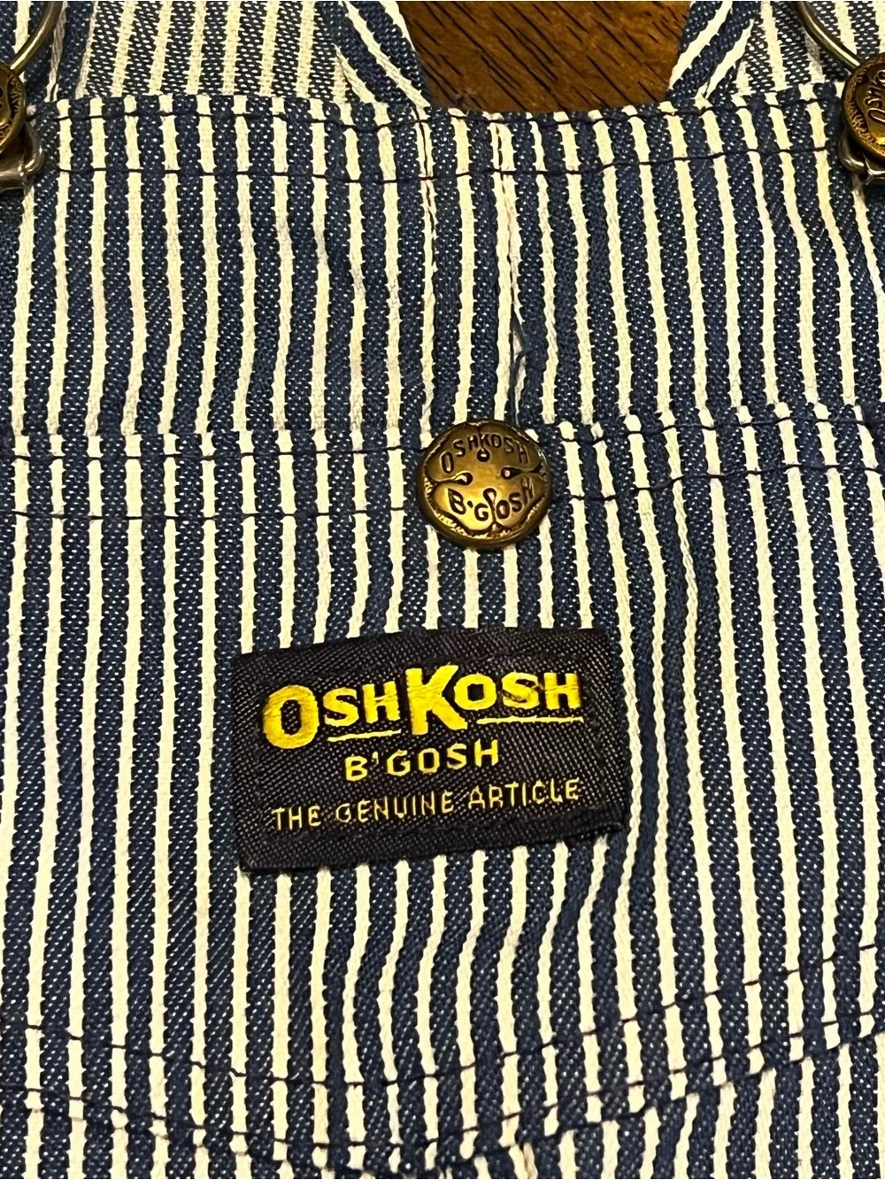 Vintage 70s 80s Osh Kosh Hickory Stripe Toddler Overalls Sz 5/6 Kids